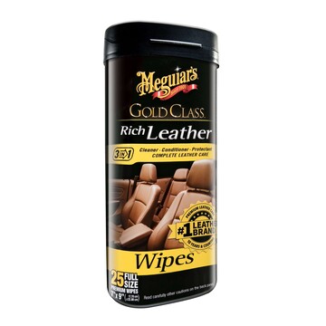Салфетки для ухода за кожаным салоном Meguiar's G10900 Gold Class Rich Leather Wipes, 25 шт.